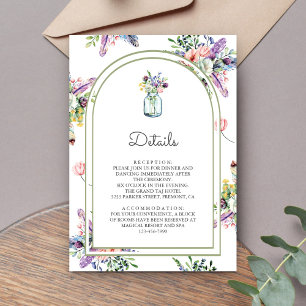 Wildflower Mason Jar Arch Wedding Details Enclosure Card
