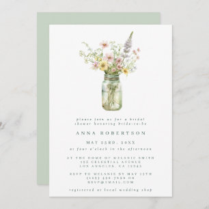 Wildflower Mason Jar Bridal Shower Invitation