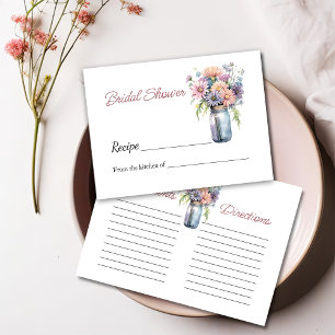 Wildflower Mason Jar Bridal Shower Recipe Note  Enclosure Card