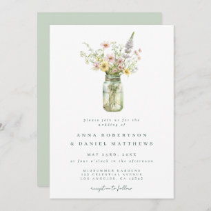 Wildflower Mason Jar Wedding Invitation