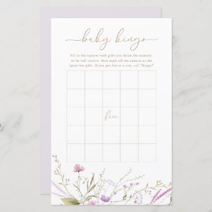 Wildflower Meadow Baby Bingo Game Card