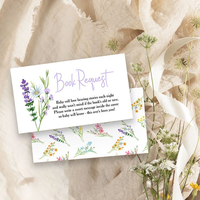 Wildflower Meadow Baby Shower Book Request Enclosure Card (Baby shower book request card from my Wildflower Meadow collection)