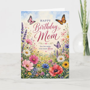 Wildflower Meadow Birthday Card for Mum