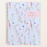 Wildflower Meadow Blue Personalised  Planner<br><div class="desc">Personalised Pretty Wildflower Meadow  Watercolor Pattern. Ready to personalise with ready-made templates. If you would like to change background colour or text style and colour click the customise further button at the end of the template. matching stationery available in store.</div>