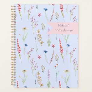 Wildflower Meadow Blue Personalised Planner