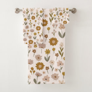Wildflower Meadow Boho Pattern Bath Towel Set