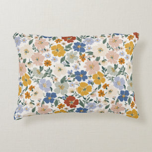Wildflower Meadow Boho Pattern Decorative Cushion