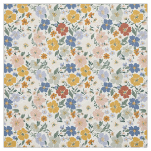 Wildflower Meadow Boho Pattern Fabric
