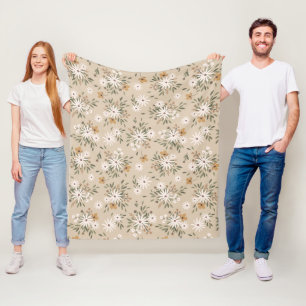 Wildflower Meadow Boho Pattern Fleece Blanket