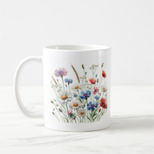 Wildflower Meadow Botanical Art Illustration Coffee Mug