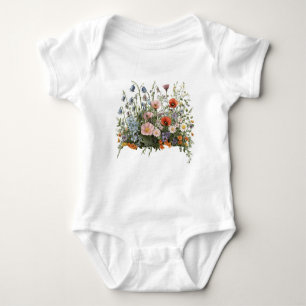 Wildflower meadow botanical garden flowers baby bodysuit