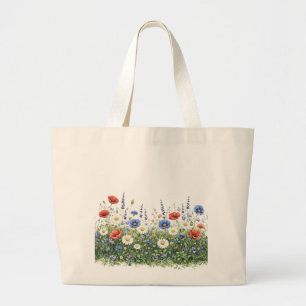 Wildflower meadow botanical garden flowers large tote bag