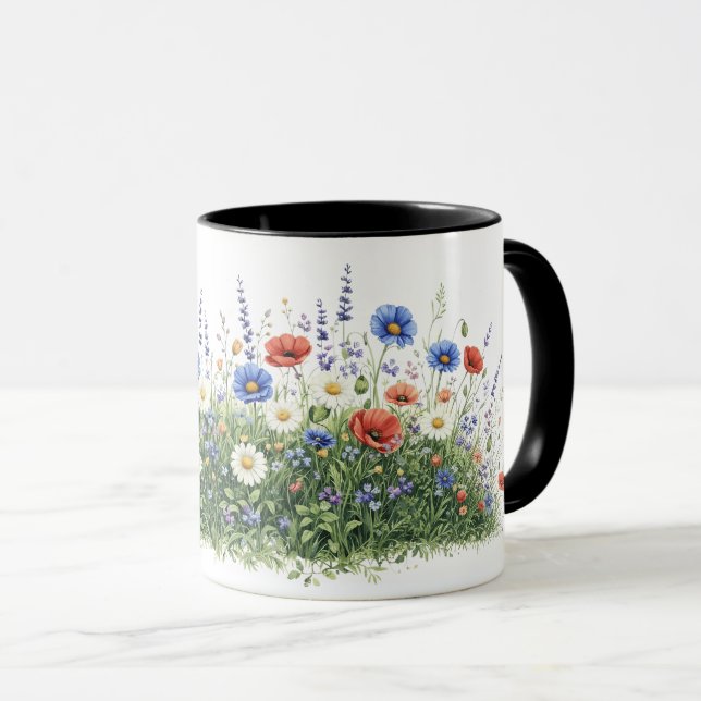 Wildflower meadow botanical garden flowers mug (Front Right)