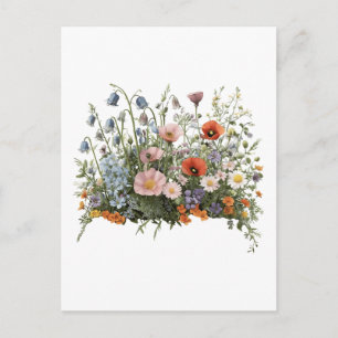 Wildflower meadow botanical garden flowers postcard
