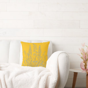 Wildflower Meadow Botanical Line Art Cushion