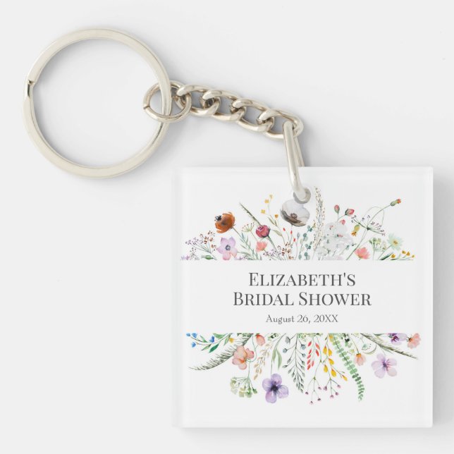 Wildflower Meadow Bridal Shower  Key Ring (Front)