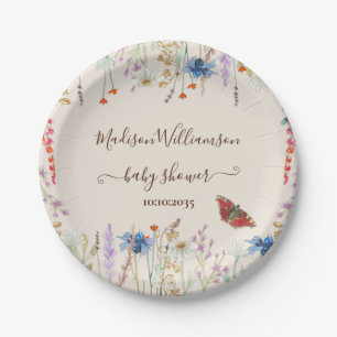 Wildflower Meadow Butterfly Baby Shower  Paper Plate