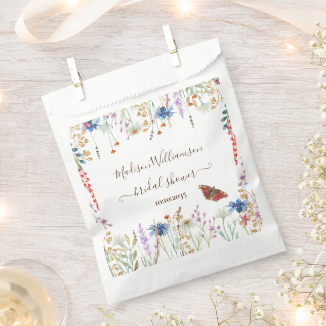 Wildflower Meadow Butterfly Bridal Shower Favour Bag (Clipped)