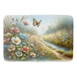 Wildflower Meadow Butterfly Garden Bath Mat