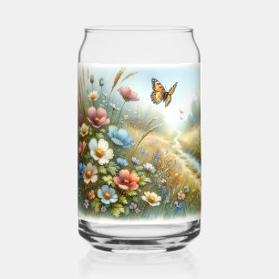 Wildflower Meadow Butterfly Garden Can Glass