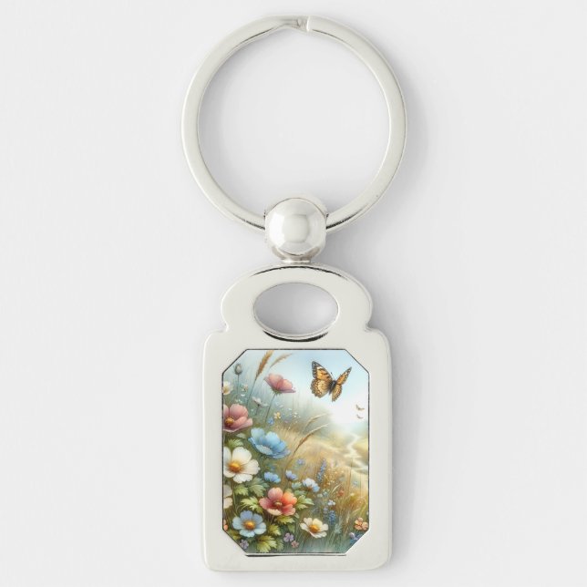 Wildflower Meadow Butterfly Garden Key Ring (Front)