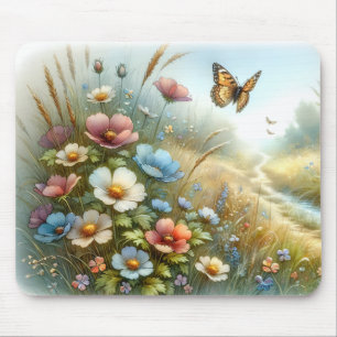 Wildflower Meadow Butterfly Garden Mouse Pad