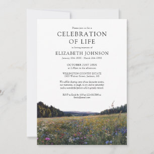 Wildflower Meadow Celebration Of Life Funeral  Invitation