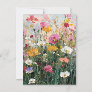 Wildflower Meadow Colorful Floral Oil Painting Postcard