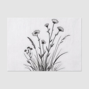 Wildflower Meadow Daisies Line Art Tissue Paper