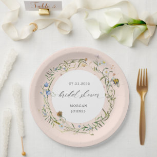 wildflower meadow elegant bridal shower paper plat plate