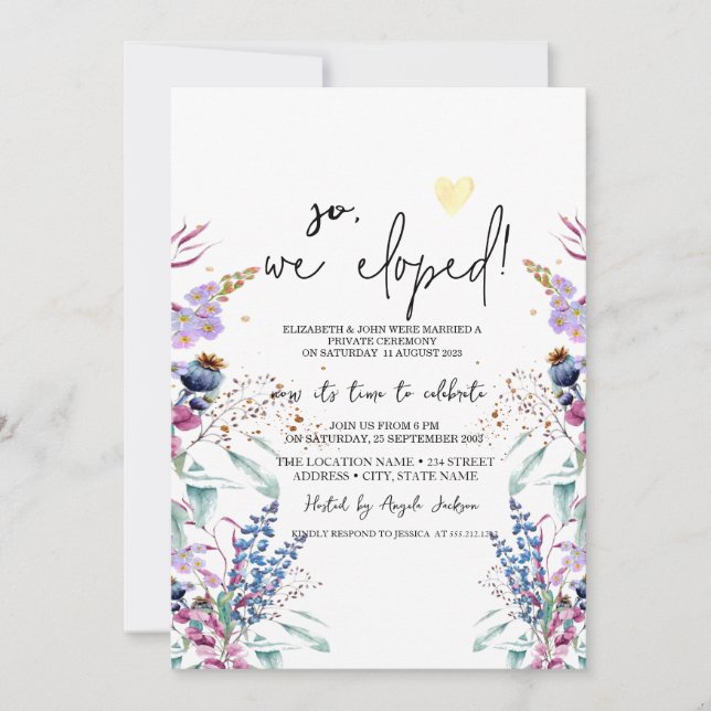 Wildflower Meadow Elopement   Invitation (Front)