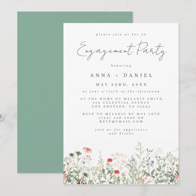 Wildflower Meadow Engagement Party Invitation (Front/Back)