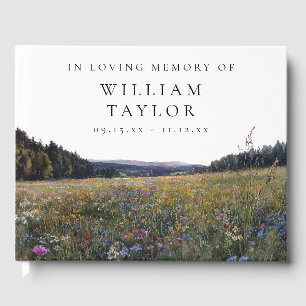 Wildflower Meadow Floral In Loving Memory Funeral Guest Book