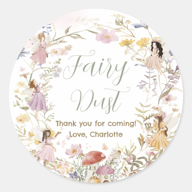 Wildflower Meadow Flowers Birthday Fairy Dust Classic Round Sticker (Front)