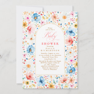 Wildflower Meadow Garden Floral Boho Baby Shower Invitation