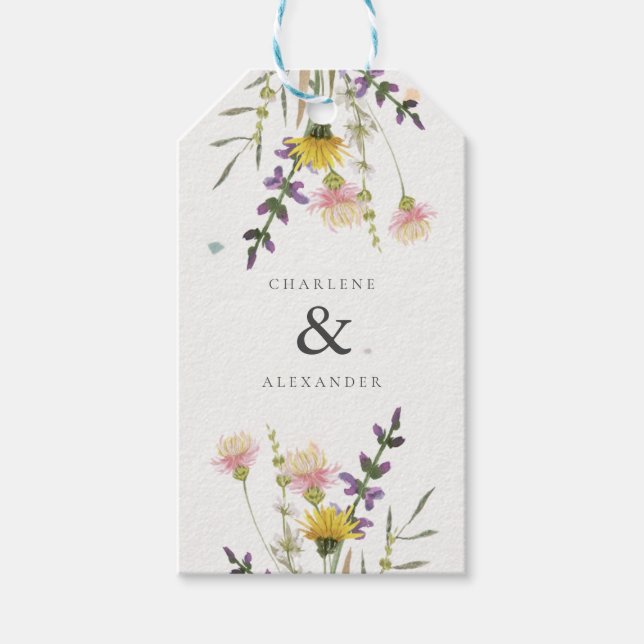 Wildflower Meadow Garden Wedding Gift Tags (Front)
