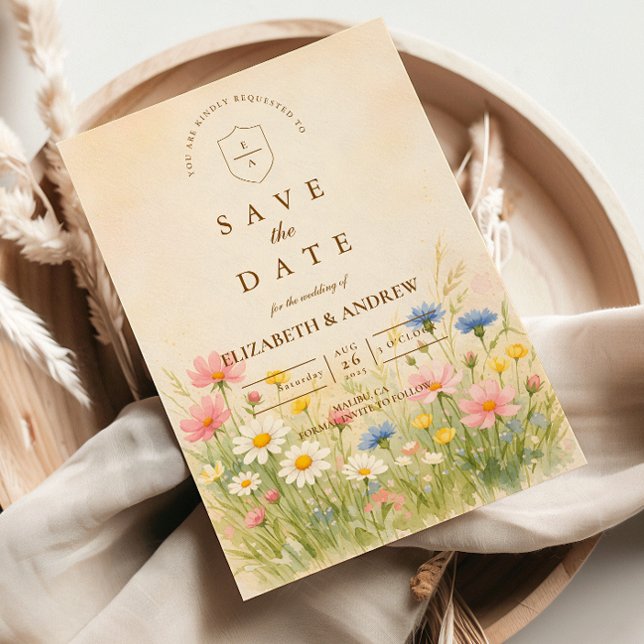 Wildflower Meadow Gold Wedding Save The Date (Creator Uploaded)
