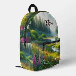 Wildflower Meadow Green Printed Backpack
