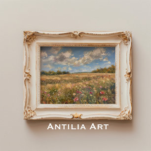 Wildflower Meadow Landscape Painting Impressionism Poster
