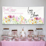 Wildflower Meadow Love is in Bloom Bridal Shower Banner<br><div class="desc">Wildflower bridal shower banner with pretty watercolor wildflower meadow border and beautiful hand lettering. The design features delicate flowers in pink,  orange and yellow with popular saying "love is in bloom". The template is ready for you to personalise with the name of your bride to be.</div>