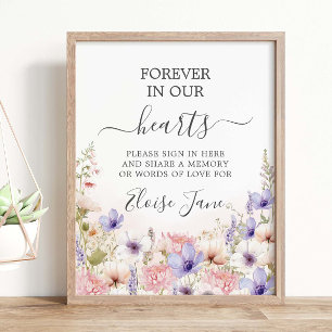 Wildflower Meadow Memorial Funeral Memory Table Poster