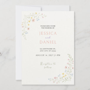 Wildflower Meadow Pastel Wedding Invitation