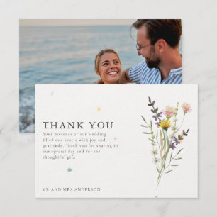 Wildflower Meadow Photo Wedding Thank You Card