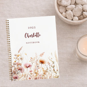 Wildflower meadow pink beige notebook