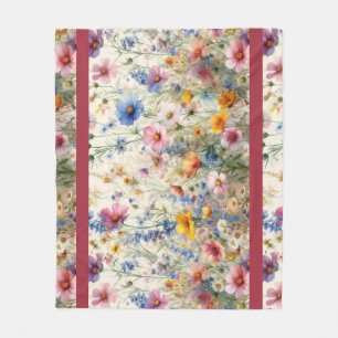 Wildflower Meadow Pink, Red, Yellow, Purple, Blue Fleece Blanket