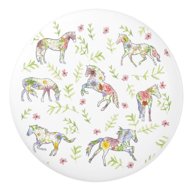 Wildflower Meadow Ponies Ceramic Knob (Front)