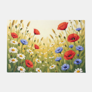 Wildflower Meadow Poppy Pattern Doormat