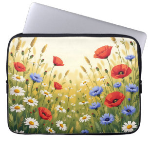 Wildflower Meadow Poppy Pattern Laptop Sleeve