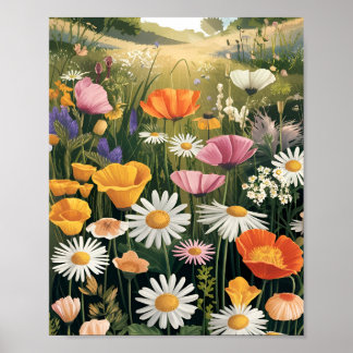 Wildflower Meadow Poster – Colourful Botanical