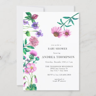 Wildflower Meadow   Prairie   Purple Baby Shower Invitation
